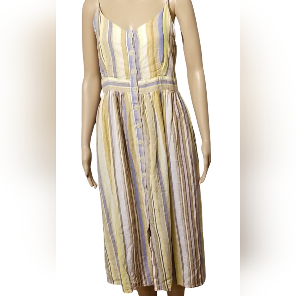 Heyton Linen-blend Spaghetti Strap Summer Dress with side pockets / Sz S